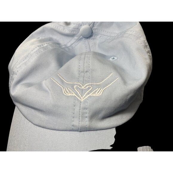 New Urban Outfitters Heart Hand Light Blue Ball Cap Hat Adult Cotton Adjustable - Picture 9 of 9